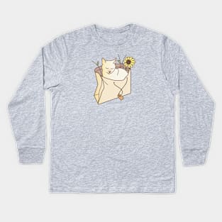 Cat in a paper gift bag Kids Long Sleeve T-Shirt